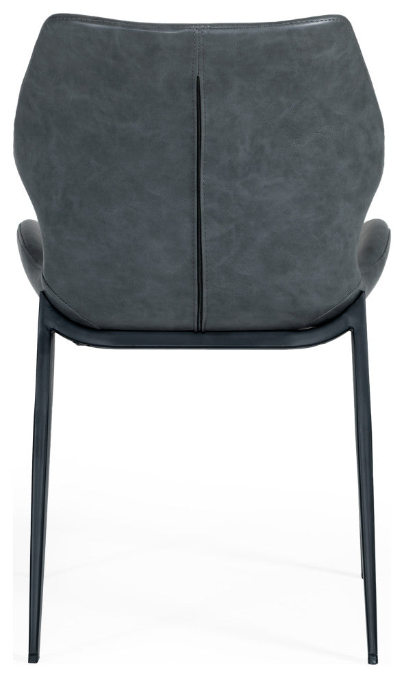 Modrest Instone Industrial Dark Gray Eco-Leather Dining Chair, Set of 2