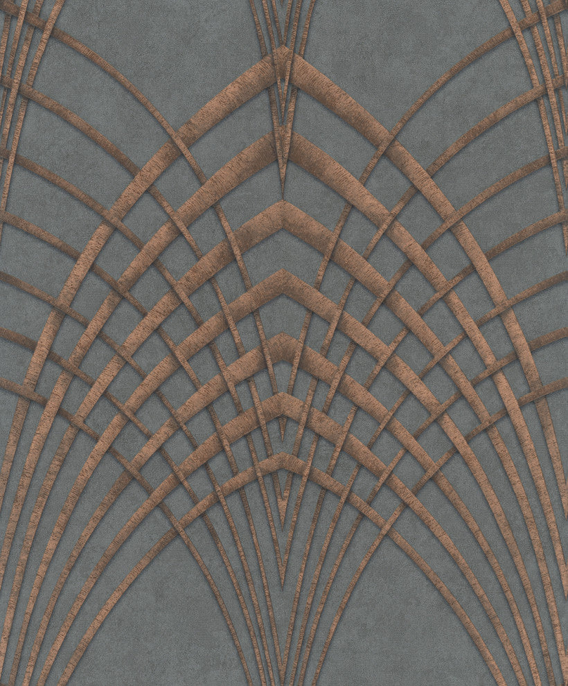 Structures Textured Wallpaper, Arches, 32256, Gray Silver gold Copper, Sample