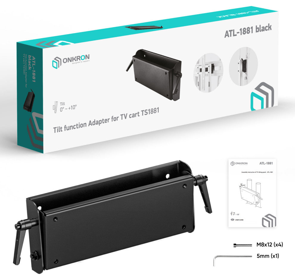 ONKRON Tilting Adapter Panel for Mobile TV Stand TS1881 up to 10 Degrees Black