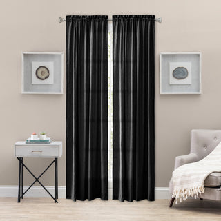 Portland Crushed Taffeta Tailored Panel, Black, 48" X 84"