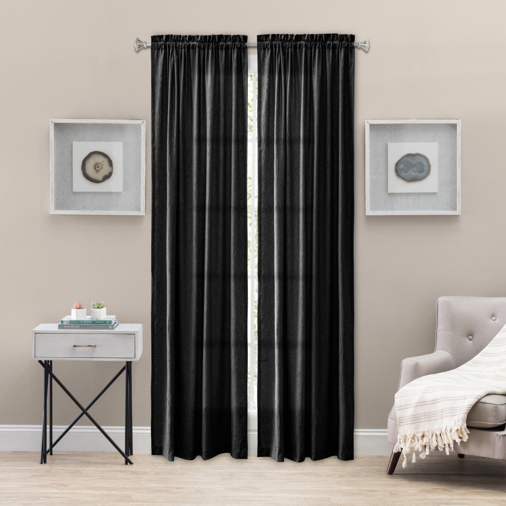 Portland Crushed Taffeta Tailored Panel, Black, 48" X 84"