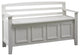 Benzara Wooden Storage Bench with Flip Top Seat and Ladder Style Back, White