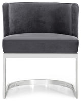 Gianna Velvet Dining Chair, Gray, Chrome Base