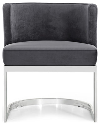 Gianna Velvet Dining Chair, Gray, Chrome Base