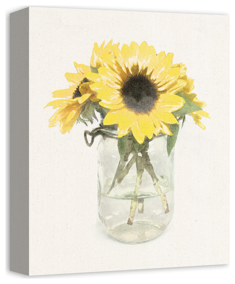 Sunflowers In Mason Jar 11x14 Canvas Wall Art