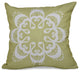 Ikat Mandala, Geometric Outdoor Pillow, Green, 18"x18"