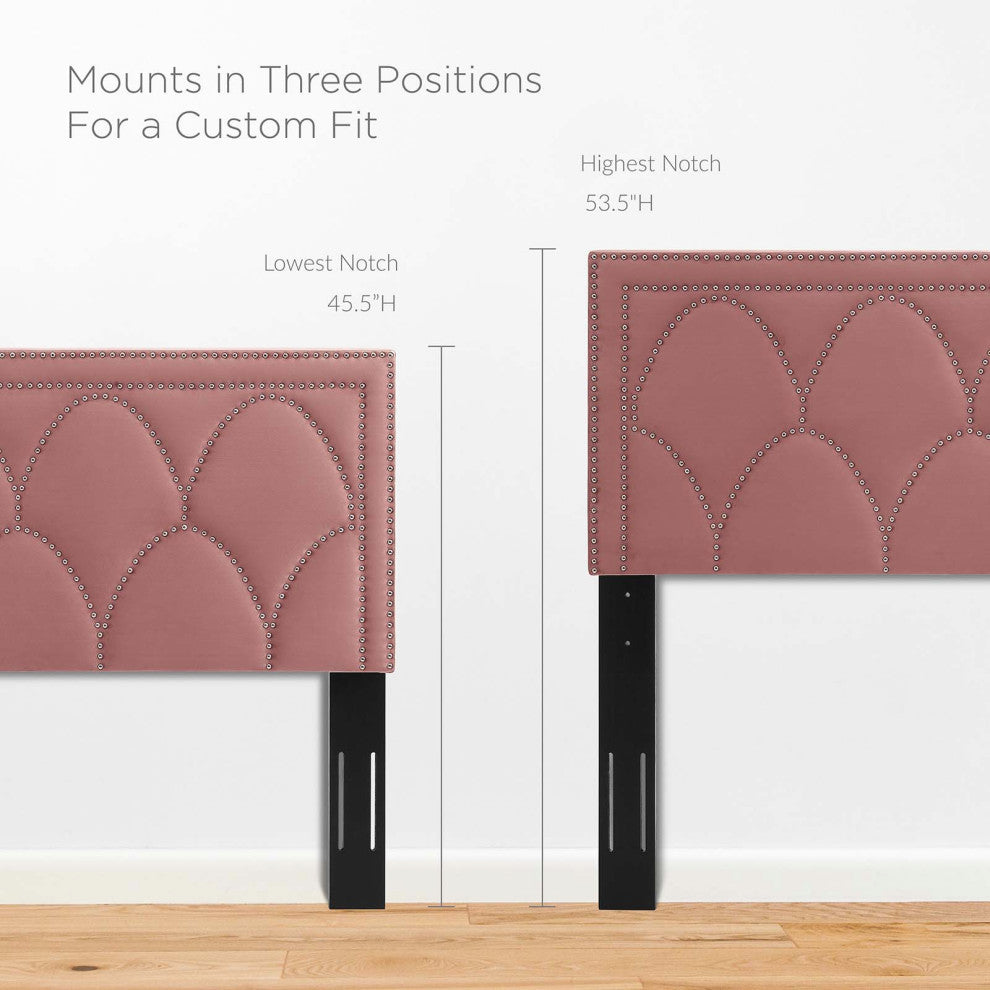Greta Performance Velvet Twin Headboard, Dusty Rose
