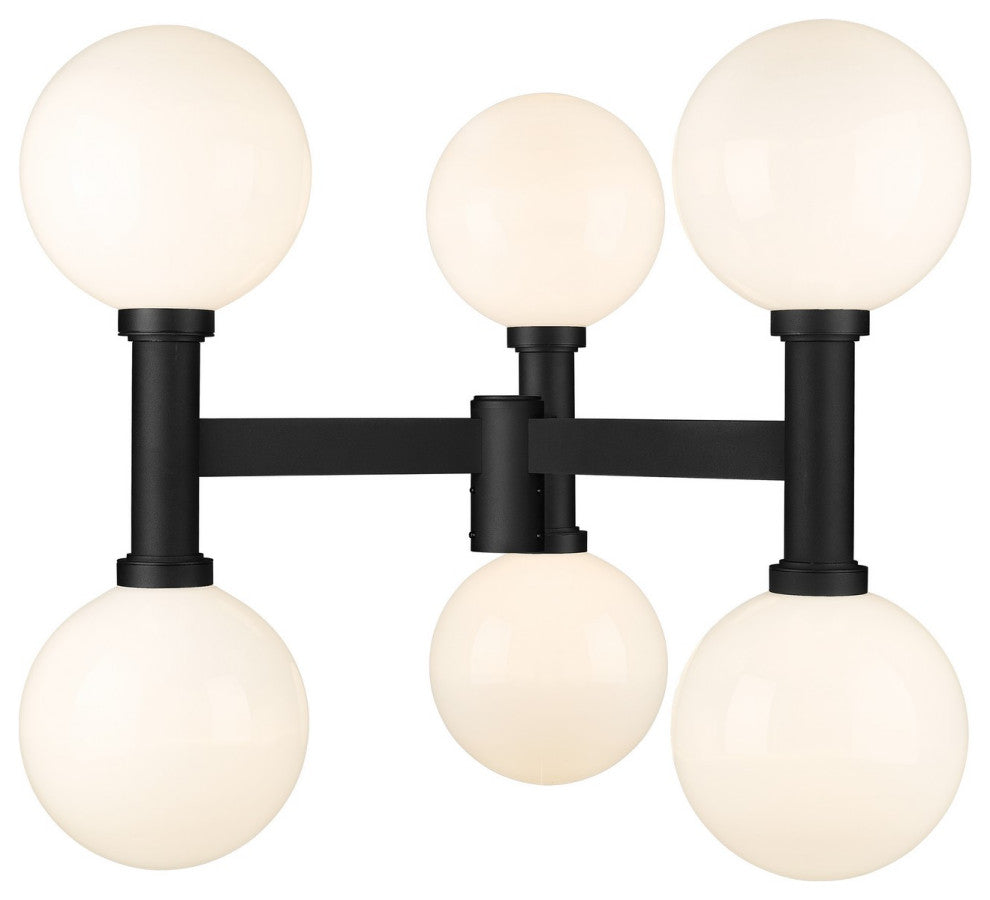 Zlite 597BP6-BK 6-Light Outdoor Post Mount Fixture, Opal