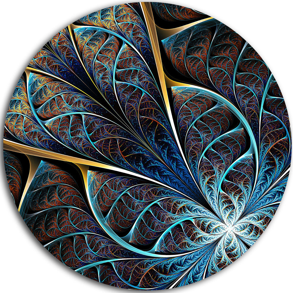 Abstract Brown Fractal Flower, Floral Digital Art Round Wall Art, 11"