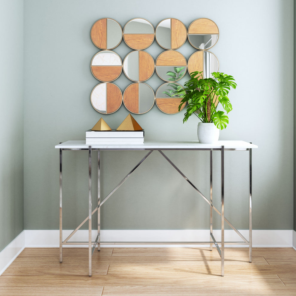 Titan Marble Console Table White & Silver