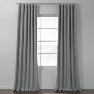 Italian Textured Hotel Blackout Curtain Single Panel, Pebble Grey, 50"x96"