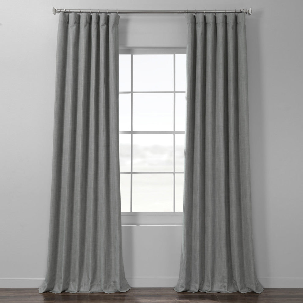 Italian Textured Hotel Blackout Curtain Single Panel, Pebble Grey, 50"x96"