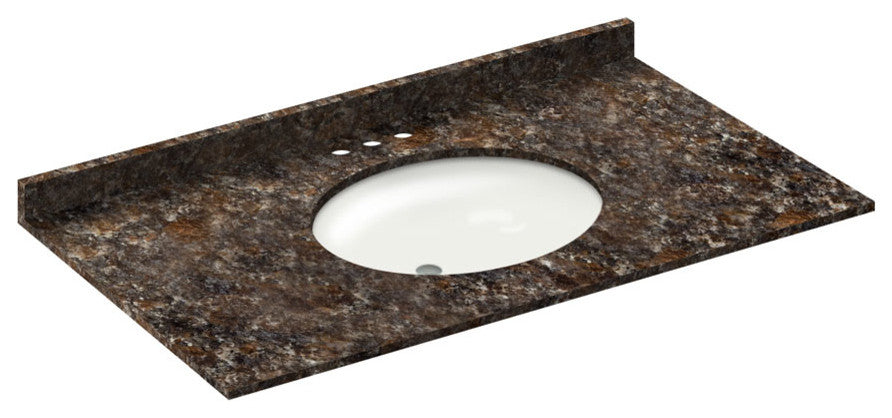 43x22 Tan Brown Granite Vanity Countertops, 4 Faucet Spread