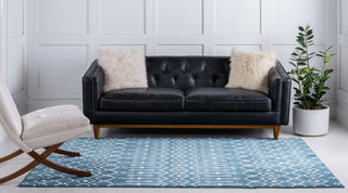 Rug Unique Loom Moroccan Trellis Dark Blue Rectangular 7' 0 x 10' 0