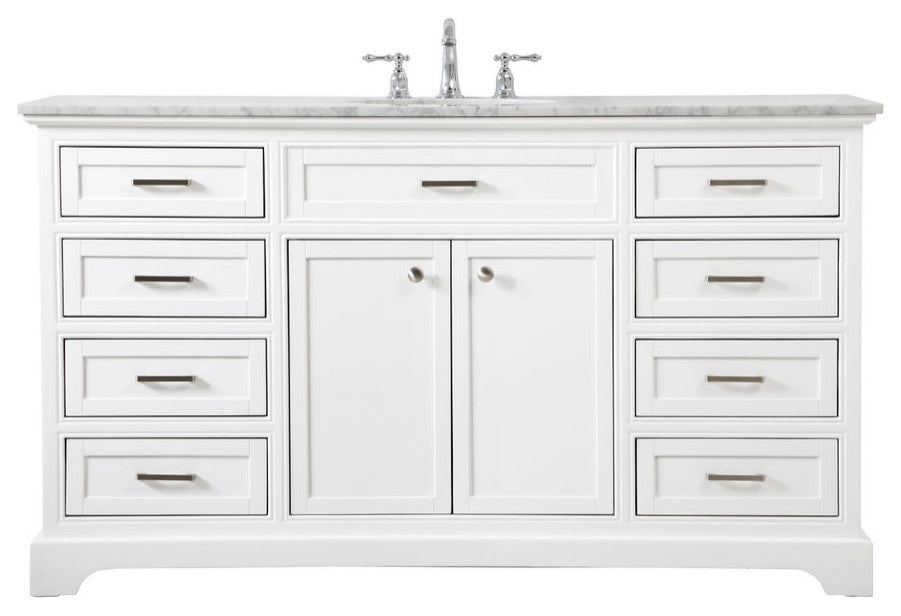 Amber Single Bathroom Vanity, Blue, White, 60"