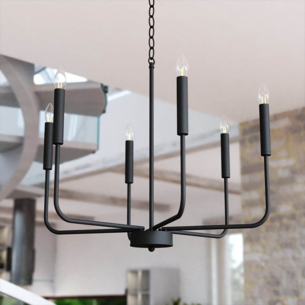 Beldon 6-Light Black Contemporary Chandelier Candelabra