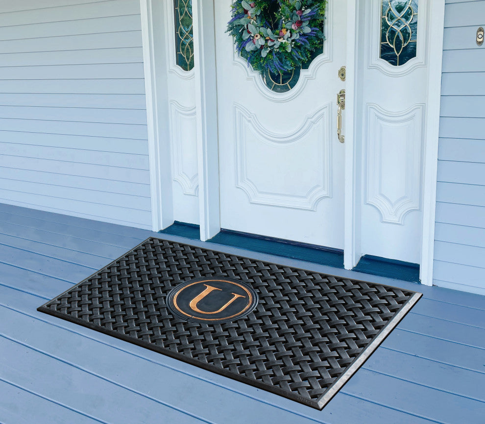 A1HC 100% Rubber Monogrammed Heavy Duty Durable Doormat 24"x39" U