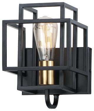 Maxim 10241 Liner 1 Light 1" Tall Bathroom Sconce - Black / Satin Brass