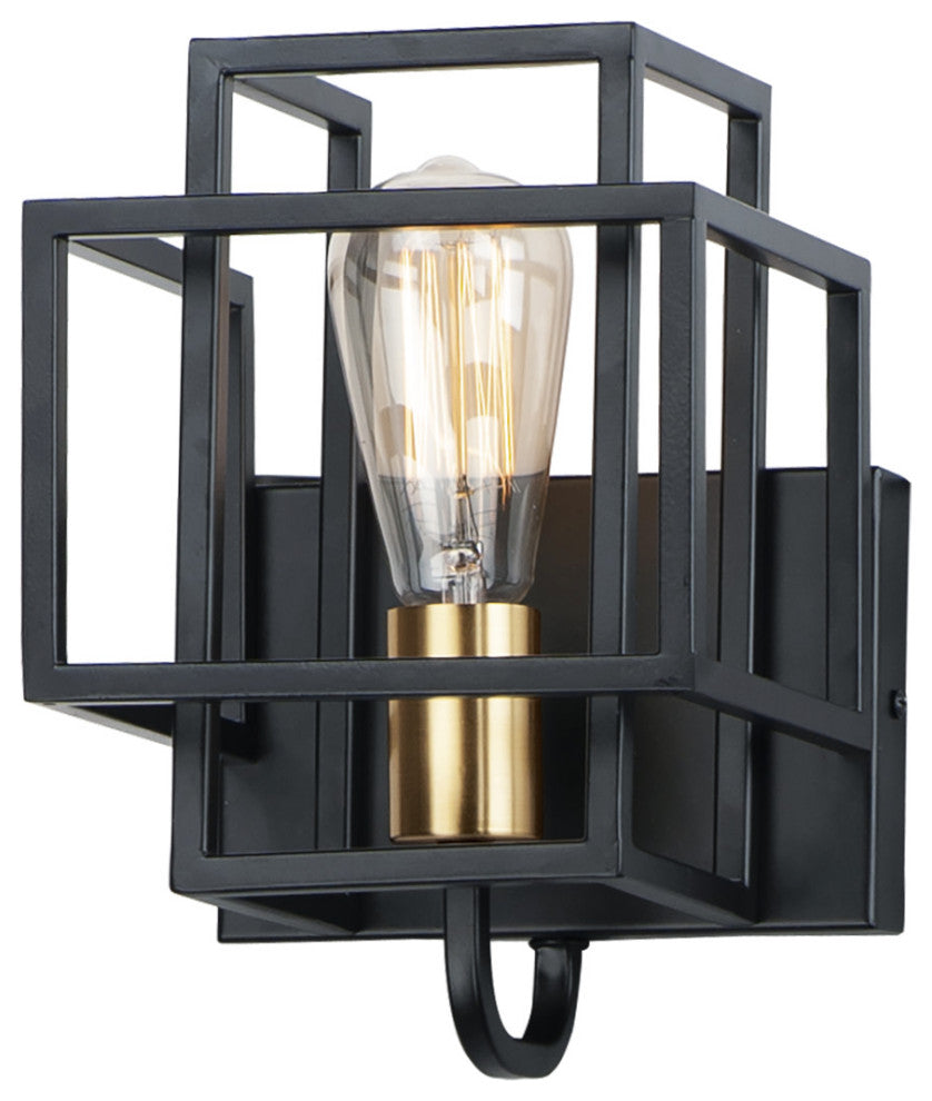 Maxim 10241 Liner 1 Light 1" Tall Bathroom Sconce - Black / Satin Brass