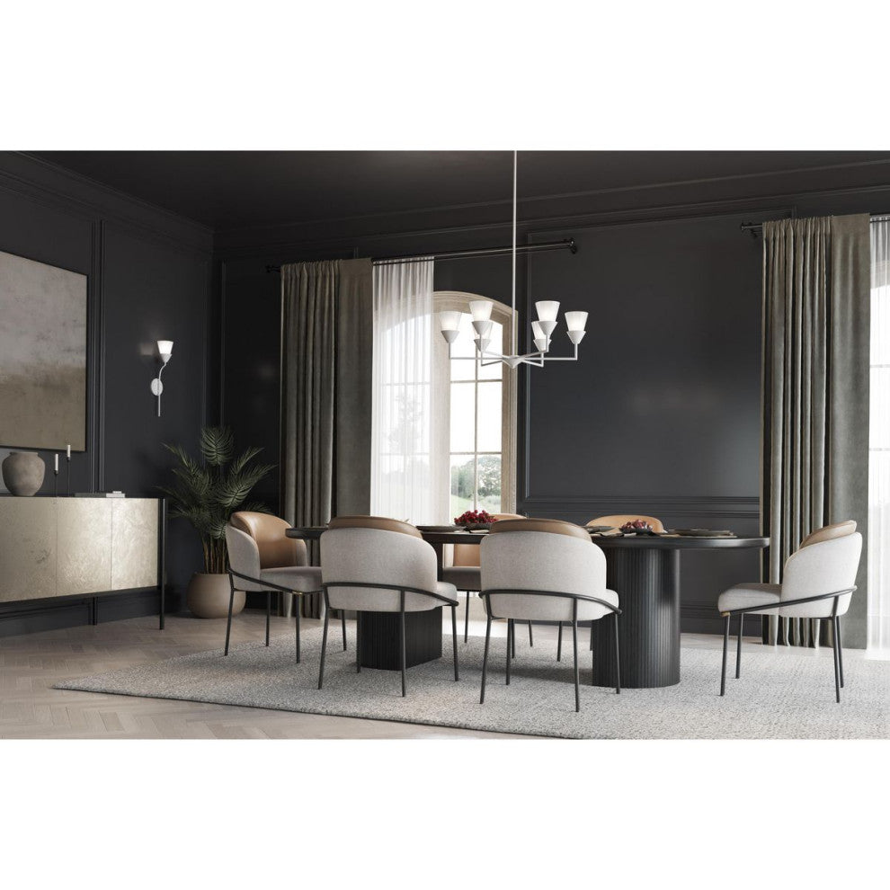 Pinellas Collection 6-Light Contemporary Chandelier, White Plaster