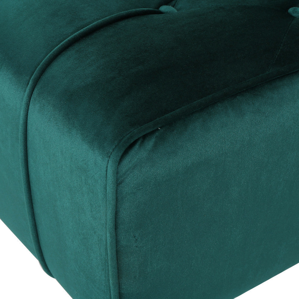 GDF Studio Rafaela Tufted New Velvet Chaise Lounge, Teal