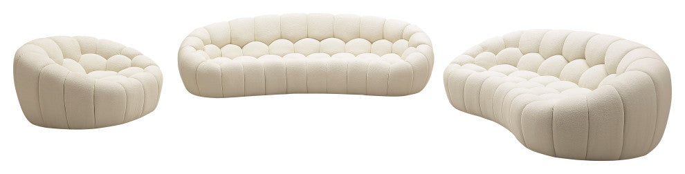 Divani Casa Yolonda Modern Curved Off-White Fabric Sofa Set
