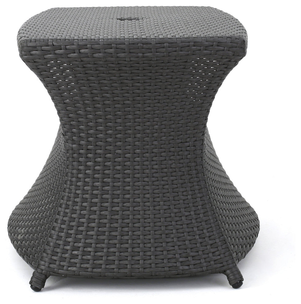 GDF Studio Banta Outdoor Wicker Side Table, Gray