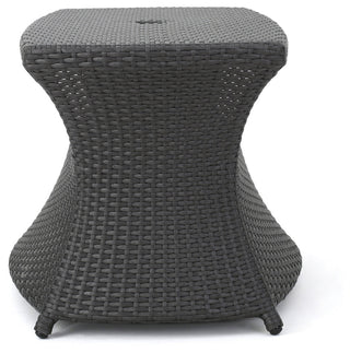 GDF Studio Banta Outdoor Wicker Side Table, Gray