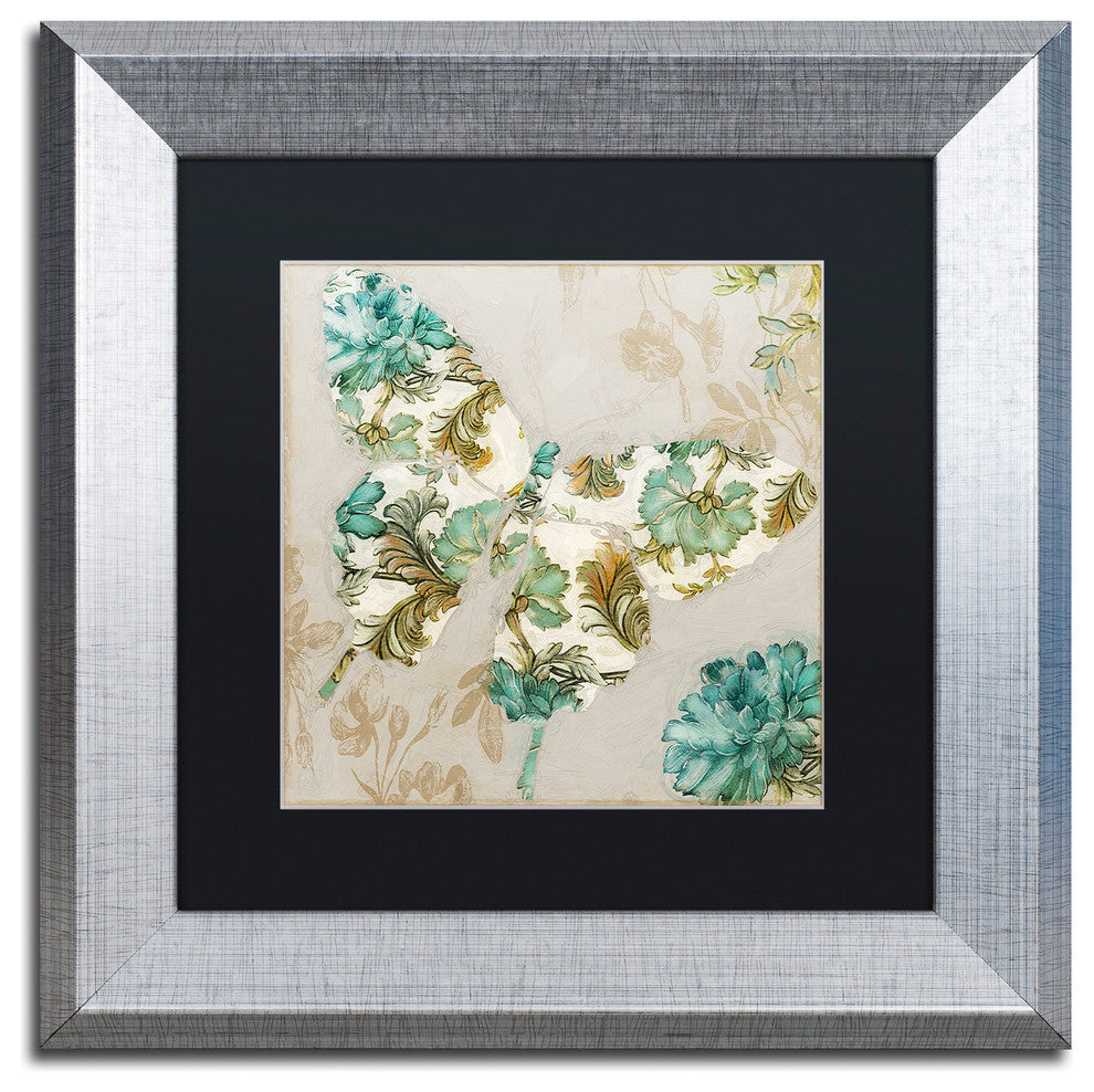 Color Bakery 'Winged Tapestry II' Art, Silver Frame, Black Matte, 11"x11"