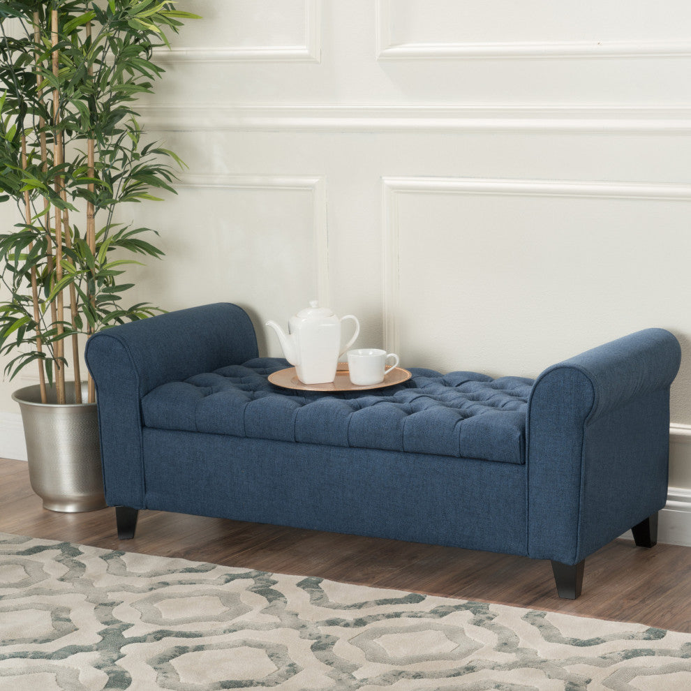 GDF Studio Keiko Contemporary Rolled Arm Fabric Storage Ottoman Bench