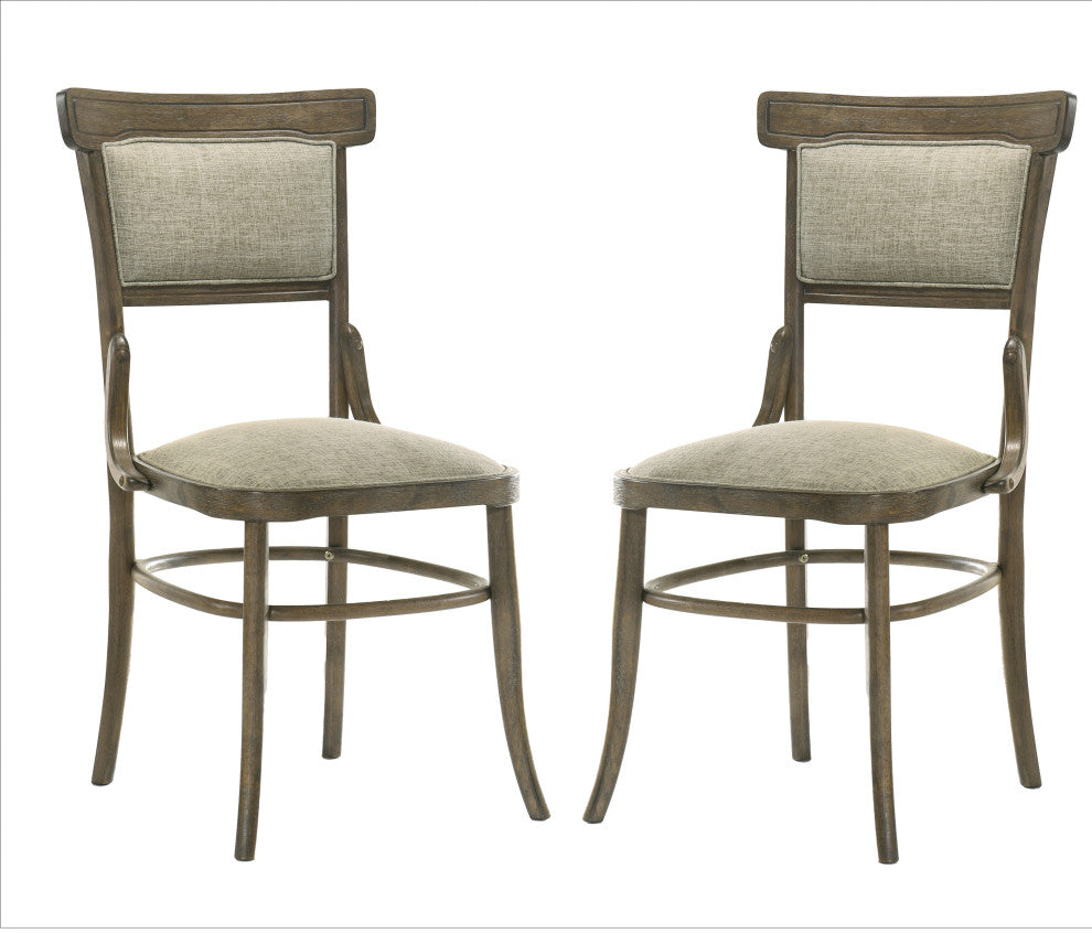 Bistro Vintage Walnut Contemporary Fabric Dining Chair With Cushion, Set of 2