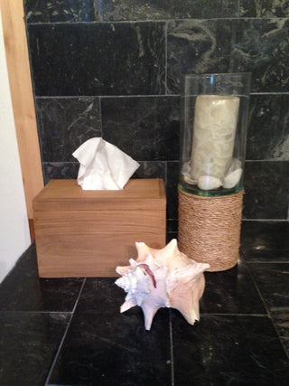 Rectangular Recycled Teak Wood Tissue Holder