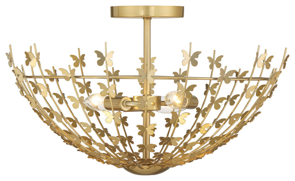 Birch 3-Light Ceiling Light, Burnished Brass