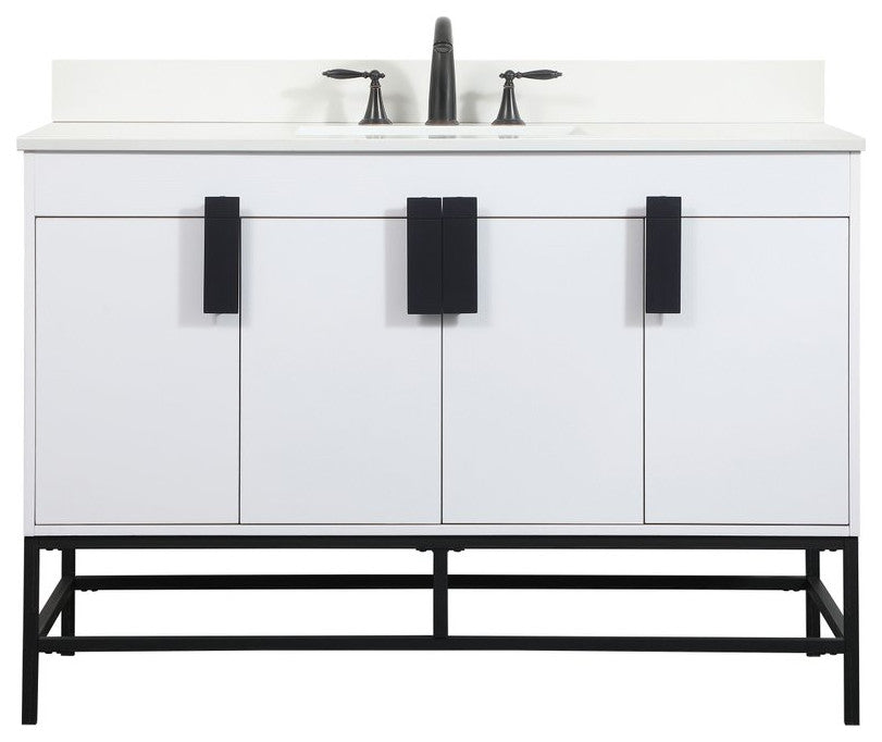 VF48848MWH-BS 48" Single Bathroom Vanity, White With Backsplash