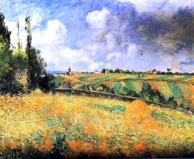Camille Pissarro Fields, 20"x25" Wall Decal Print