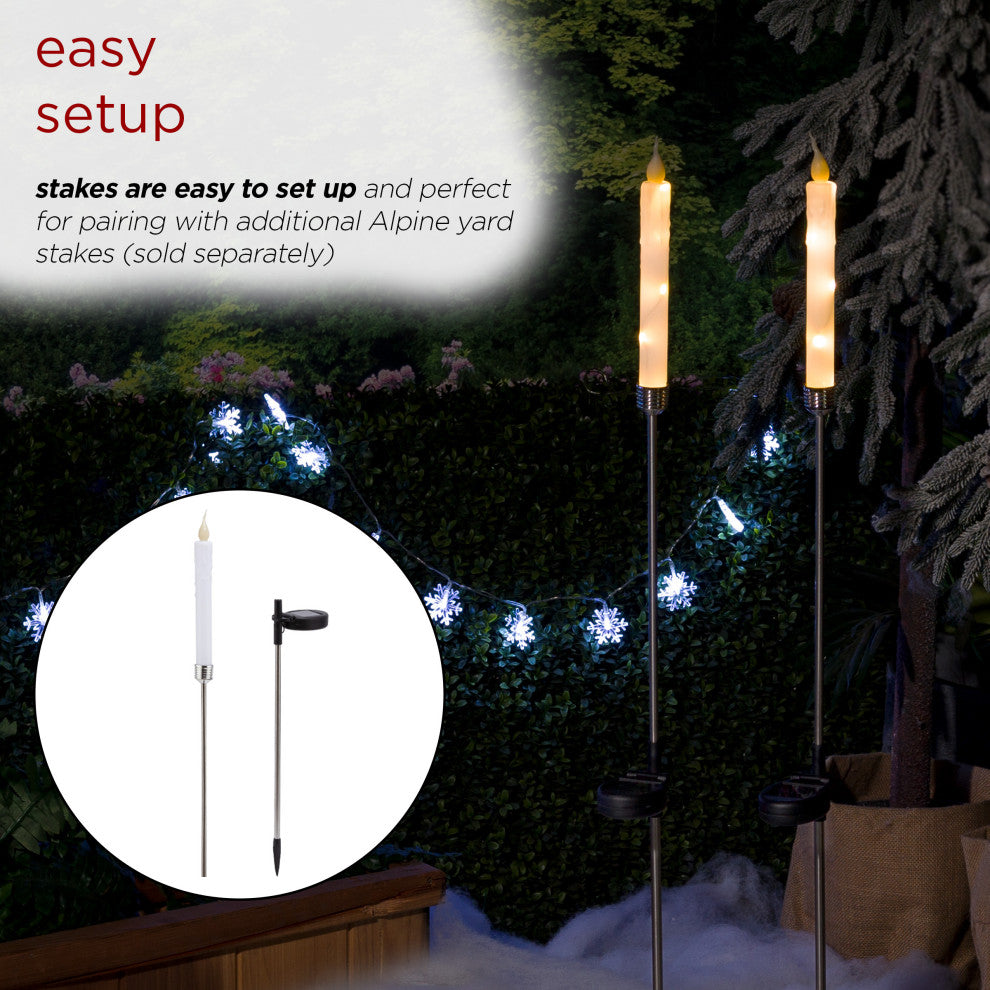 Solar White Candle Stake - Set of 2