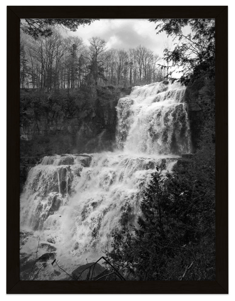 Chittenango Waterfall in Black and White Framed Photo Paper Wall Art Prints, Black, 12" X 18"