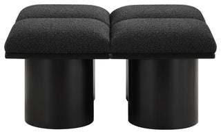 Pavilion Boucle Fabric Upholstered 4-Piece Modular Bench, Black, Black Finish