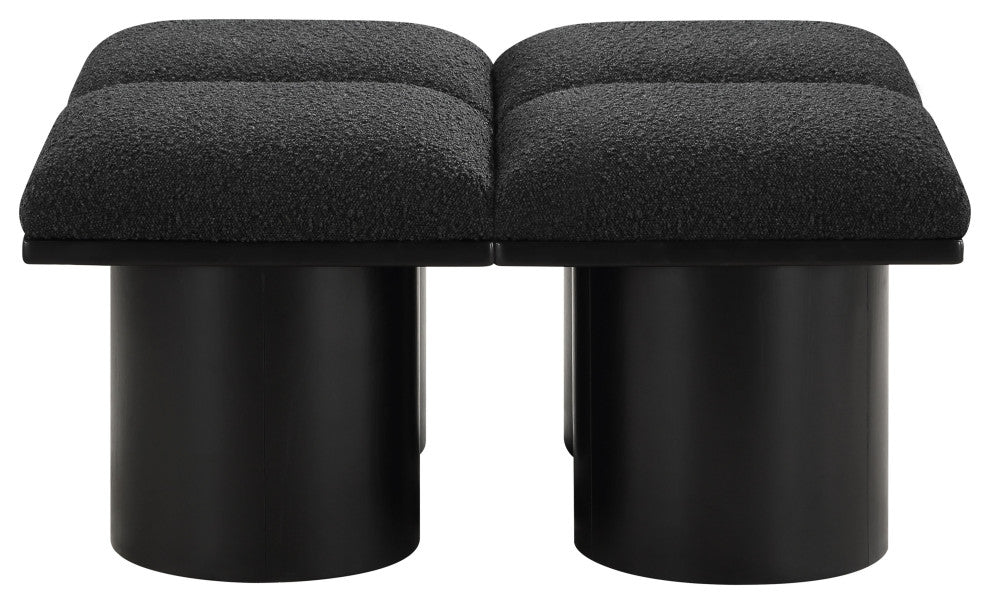 Pavilion Boucle Fabric Upholstered 4-Piece Modular Bench, Black, Black Finish