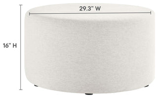 Callum Large 29" Round Woven Heathered Fabric Upholstered Ottoman