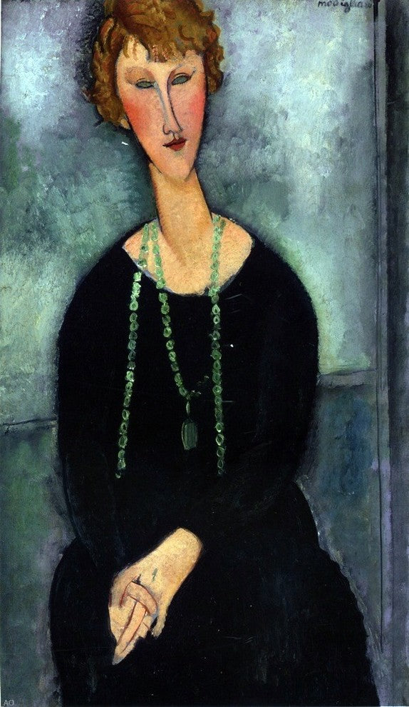 Amedeo Modigliani Woman With a Green Necklace Wrapped Canvas, 18"x27"