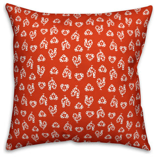 Red Rooster Pattern Throw Pillow, 18"x18"