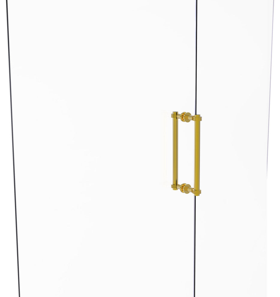 Contemporary 12" Dotted Accent Back to Back Shower Door Pull, Polished Brass