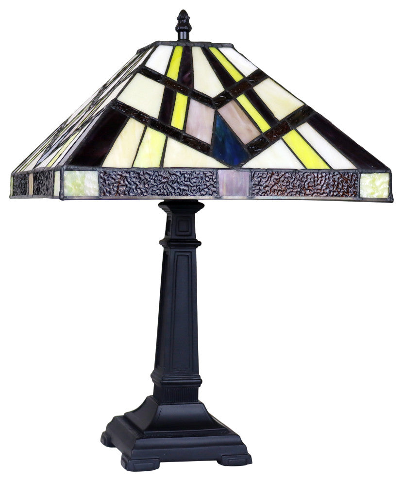 Vincent Mission Tiffany-Style Blackish Bronze 1 Light Table Lamp 12" Wide