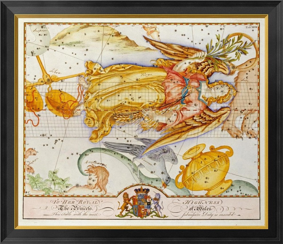 "The Celestial Atlas" Framed Canvas Giclee by John Bevis, 34x30"