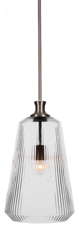 Carina 1-Light Stem Hung Pendant, Brushed Nickel/Clear Ribbed