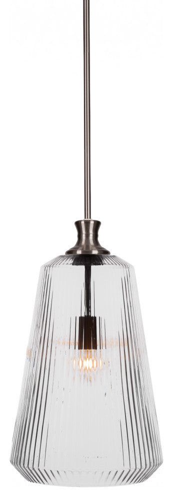 Carina 1-Light Stem Hung Pendant, Brushed Nickel/Clear Ribbed