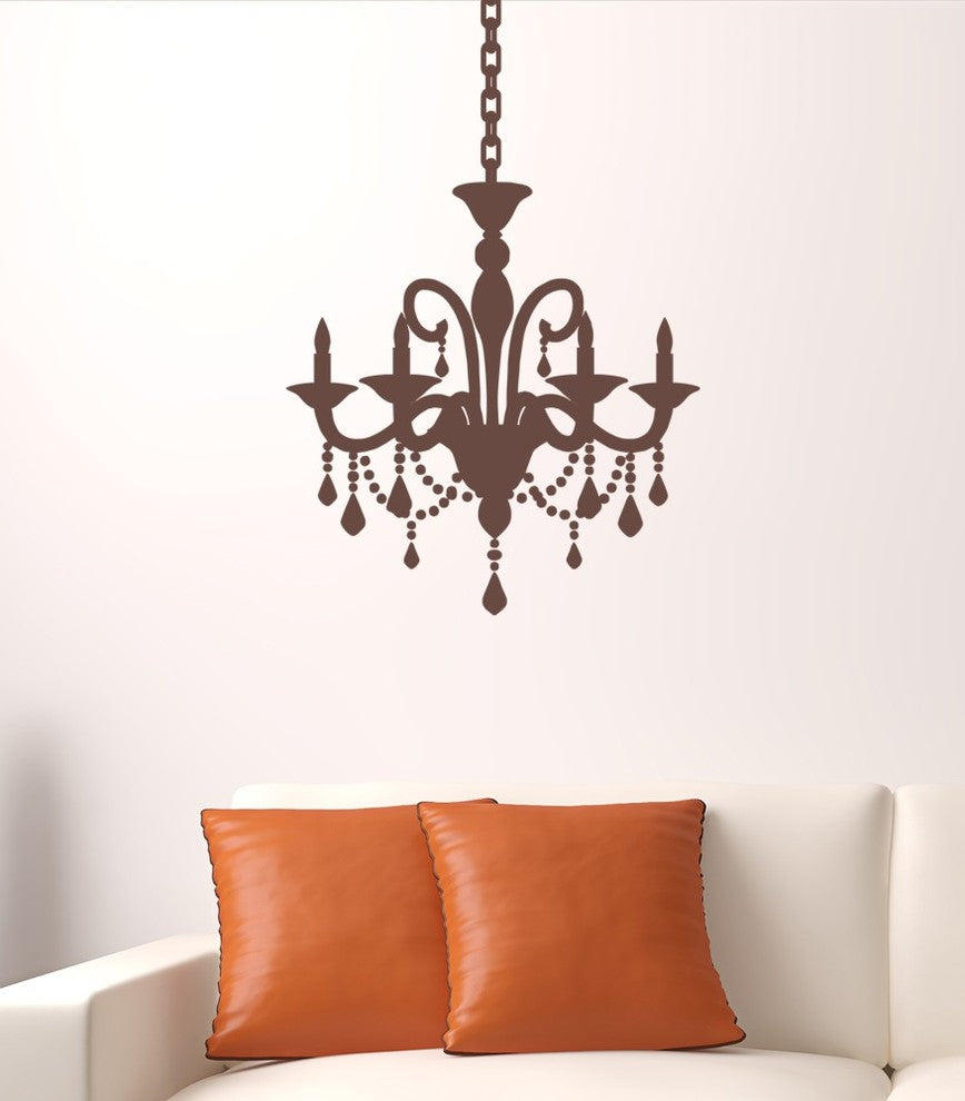 Cottage Chandelier Wall Decal, 22", Cranberry