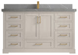 Boston 60" Single Bathroom Vanity in Fine Grain 2" Piatra Gray