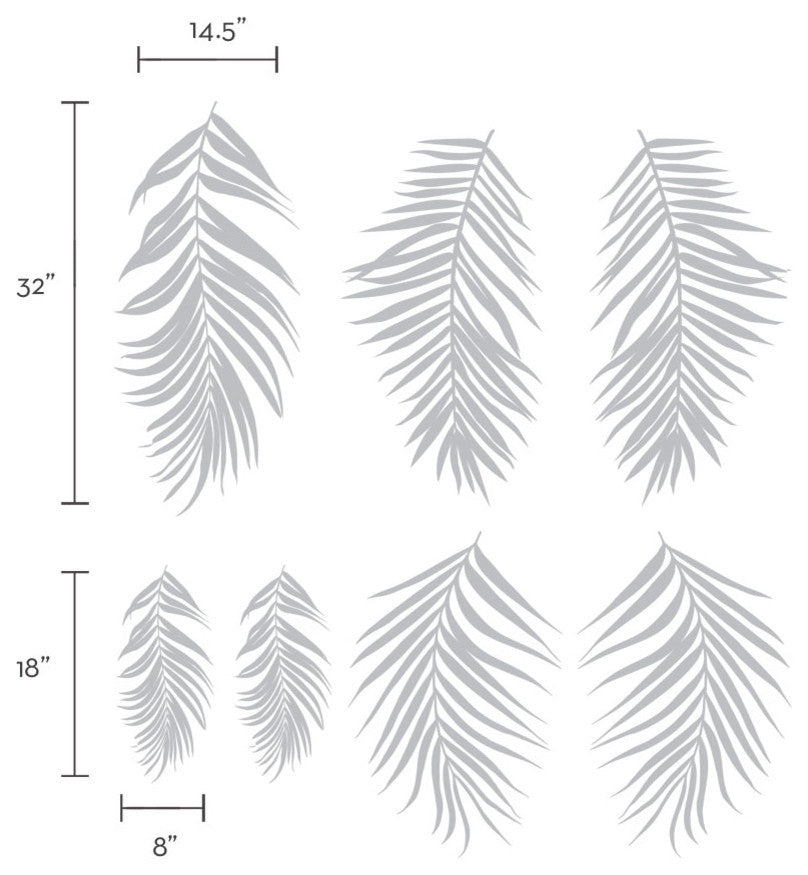 Palm Leaves Wall Decal, White